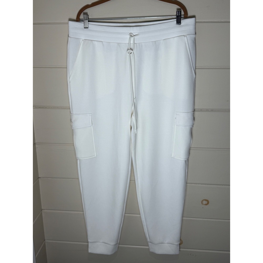 T by Talbots Cargo Jogger Sweatpants White Modal Blend XL NWOT Soft Lounge